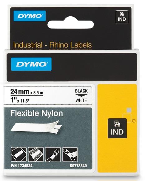 DYMO nylonová flexibilní páska RHINO D1 24 mm x 3,5 m, černá na bílé, S0773840