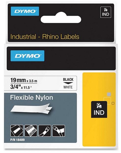 DYMO nylonová flexibilní páska RHINO D1 19mm x 3,5 m, černá na bílé, S0718120