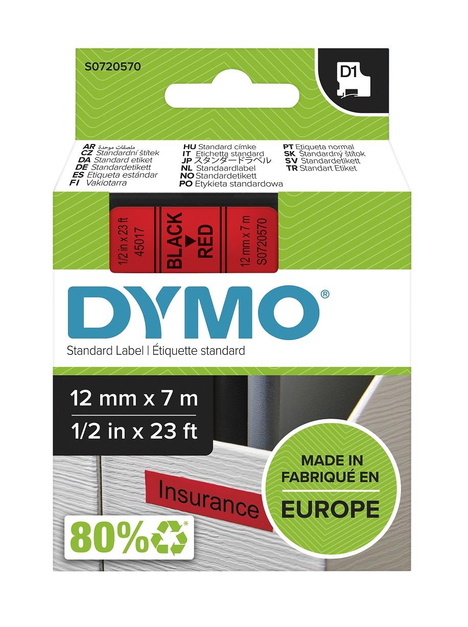 DYMO páska D1 12mm x 7m, černá na červené, 45017, S0720570