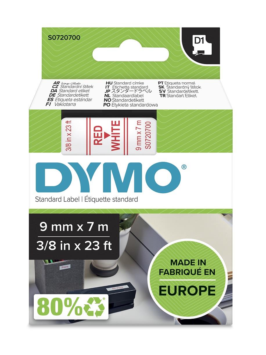 DYMO páska D1 9mm x 7m, červená na bílé, 40915, S0720700