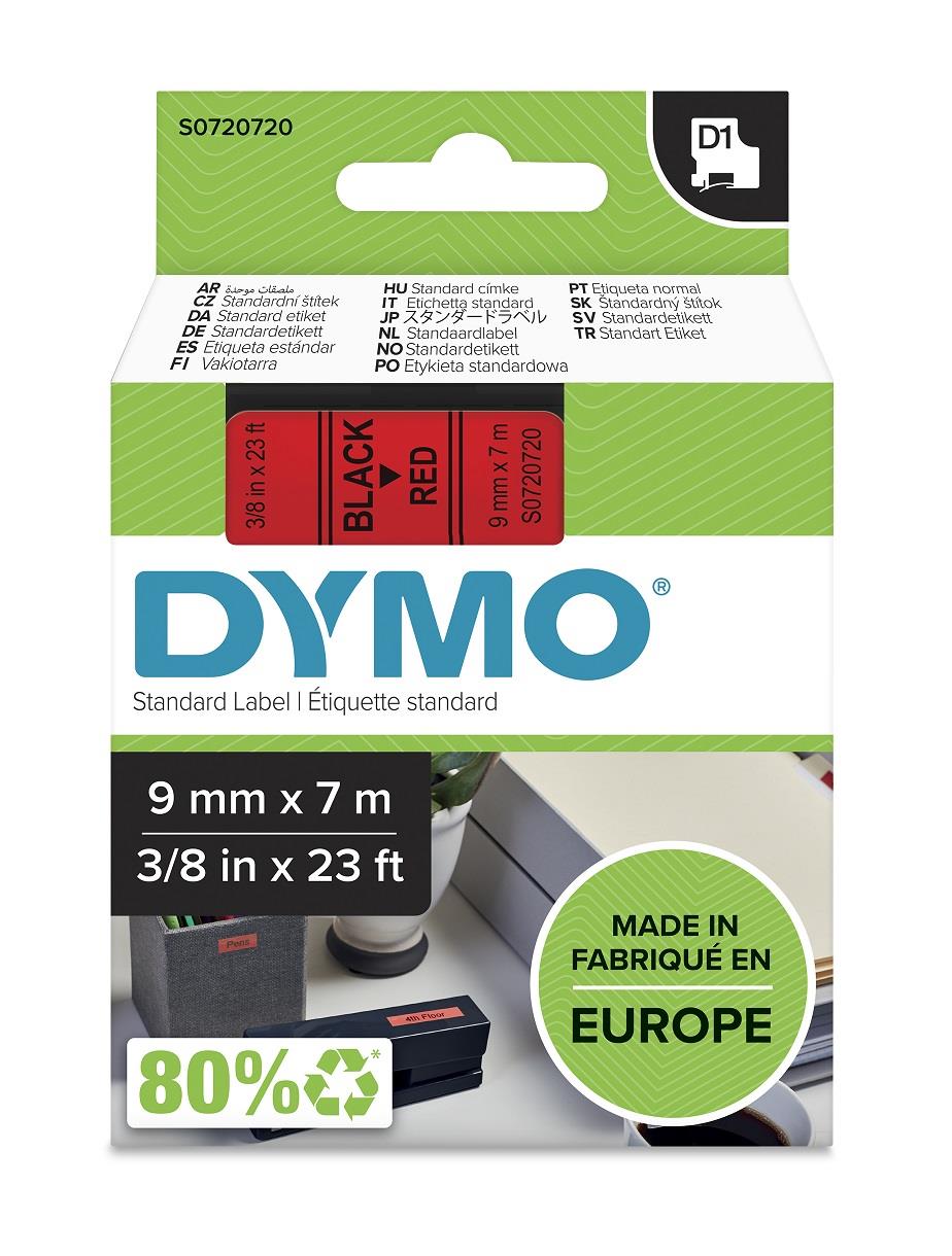 DYMO páska D1 9mm x 7m, černá na červené, 40917, S0720720