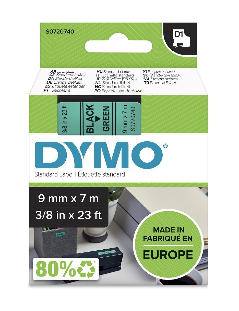 DYMO páska D1 9mm x 7m, černá na zelené, 40919, S0720740