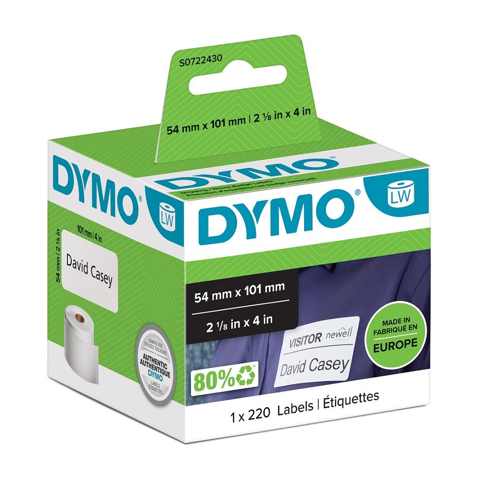 DYMO štítky pro přepravu / jmenovky, bílý papír, 101x54mm, S0722430