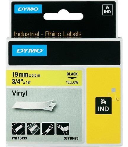 DYMO vinylová páska RHINO D1 19 mm x 5,5 m, černá na žluté, S0718470